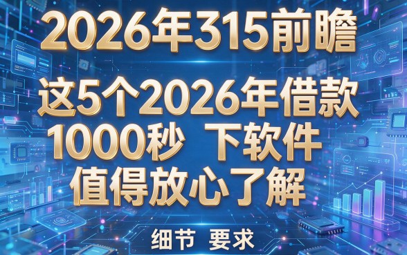 2026年315前瞻:这5个2026年借款1000秒下软件值得放心了解