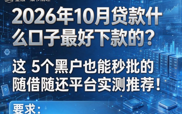 2026年10月贷款什么口子最好下款的?这5个黑户也能秒批的随借随还平台实测推荐!