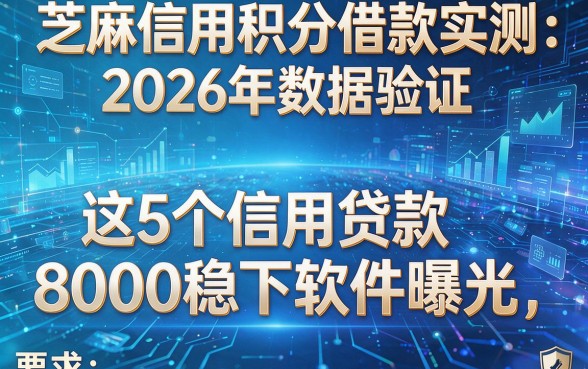 芝麻信用积分借款实测:2026年数据验证,这5个信用贷款8000稳下软件曝光