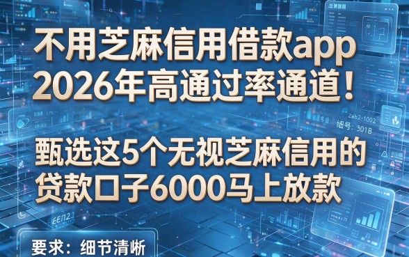 不用芝麻信用借款app2026年高通过率通道!甄选这5个无视芝麻信用的贷款口子6000马上放款