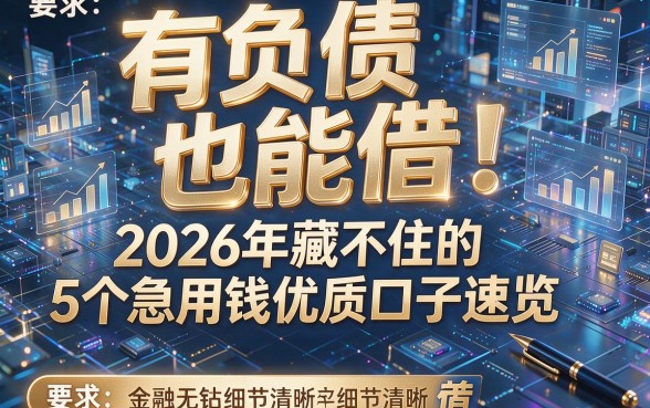 有负债也能借!2026年藏不住的5个急用钱优质口子速览