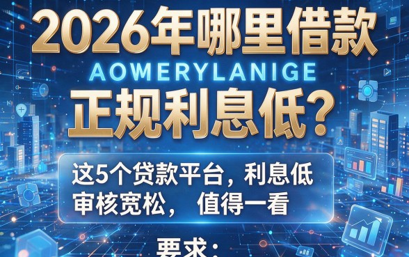 2026年哪里借款正规利息低？这5个贷款平台利息低、审核宽松，值得一看