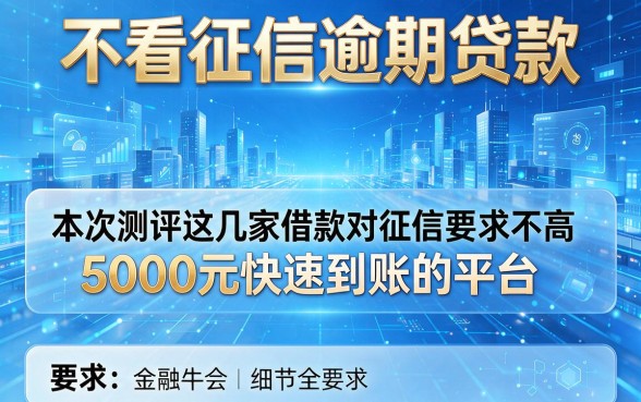 不看征信逾期贷款，本次测评这几家借款对征信要求不高5000元快速到账的平台