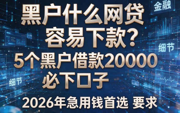 黑户什么网贷容易下款?5个黑户借款20000必下口子,2026年急用钱首选!