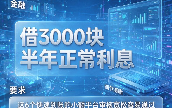 借3000块半年正常利息,这6个快速到账的小额平台审核宽松容易通过