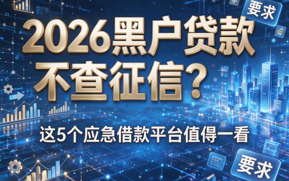 2026黑户贷款不查征信?这5个应急借款平台值得一看