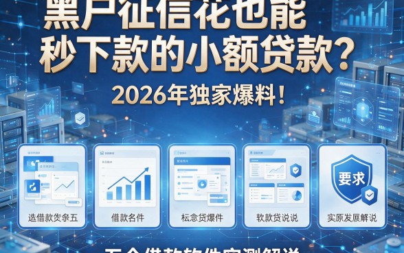 黑户征信花也能秒下款的小额贷款？2026年独家爆料！五个借款软件实测解说