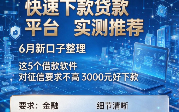 快速下款贷款平台实测推荐，6月新口子整理​这5个借款软件对征信要求不高3000元好下款