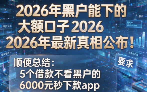 2026年黑户能下的大额口子2026年最新真相公布!顺便总结5个借款不看黑户的6000元秒下款app