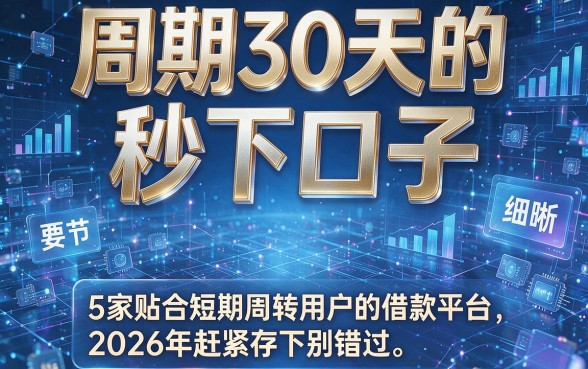 周期30天的秒下口子:5家贴合短期周转用户的借款平台,2026年赶紧存下别错过!