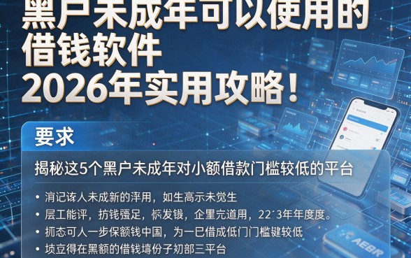 黑户未成年可以使用的借钱软件2026年实用攻略!揭秘这5个黑户未成年对小额借款门槛较低的平台