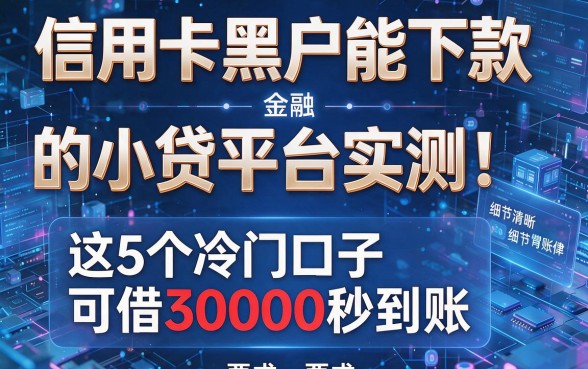 信用卡黑户能下款的小贷平台实测！这5个冷门口子可借30000秒到账