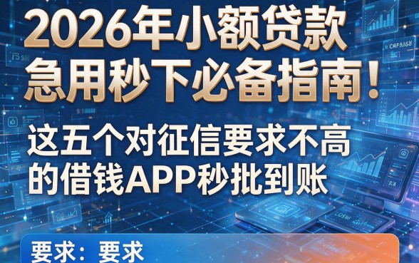 2026年小额贷款急用秒下必备指南:这五个对征信要求不高的借钱APP秒批到账