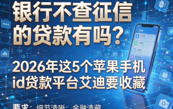 银行不查征信的贷款有吗？2026年这5个苹果手机id贷款平台艾迪要收藏！