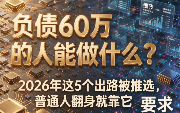 负债60万的人能做什么?2026年这5个出路被推选,普通人翻身就靠它!