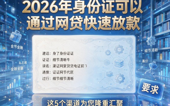 2026年身份证可以通过网贷快速放款,这5个渠道为您隆重汇聚!
