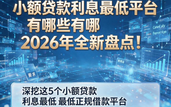 小额贷款利息最低平台有哪些2026年全新盘点!深挖这5个小额贷款利息最低正规借款平台