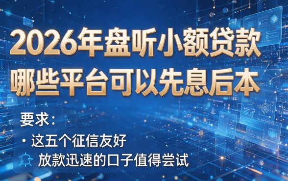 2026年盘点小额贷款哪些平台可以先息后本,这五个征信友好、放款迅速的口子值得尝试