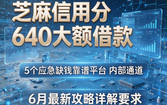 芝麻信用分640大额借款:5个应急缺钱靠谱平台内部通道,6月最新攻略详解
