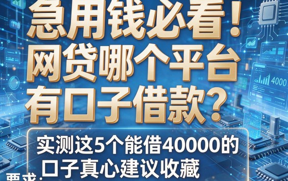 急用钱必看!网贷哪个平台有口子借款?实测这5个能借4000的口子真心建议收藏