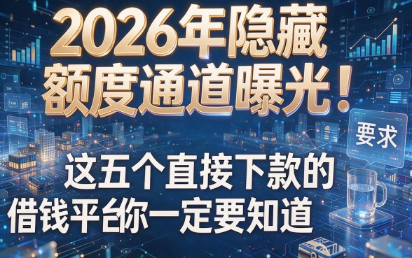2026年隐藏额度通道曝光!这五个直接下款的借钱平台你一定要知道