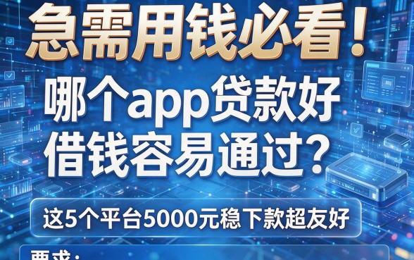 急需用钱必看!哪个app贷款好借钱容易通过?这5个平台5000元稳下款超友好