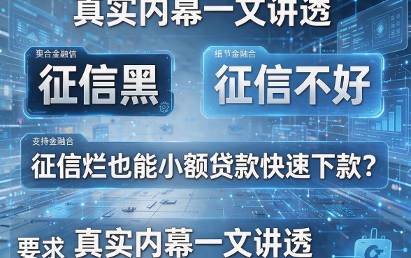征信黑、征信不好、征信烂也能小额贷款快速下款？真实内幕一文讲透！