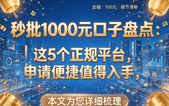 秒批1000元口子盘点：这5个正规平台申请便捷值得入手，本文为您详细梳理！