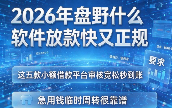 2026年盘点什么软件放款快又正规,这五款小额借款平台审核宽松秒到账,急用钱临时周转很靠谱