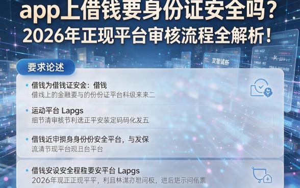 app上借钱要身份证安全吗？2026年正规平台审核流程全解析！本篇为您详细论述！