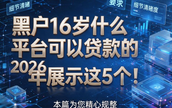 黑户16岁什么平台可以贷款的2026年展示这5个！本篇为您精心规整！