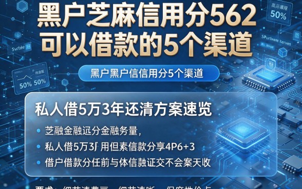 黑户芝麻信用分562可以借款的5个渠道,私人借5万3年还清方案速览