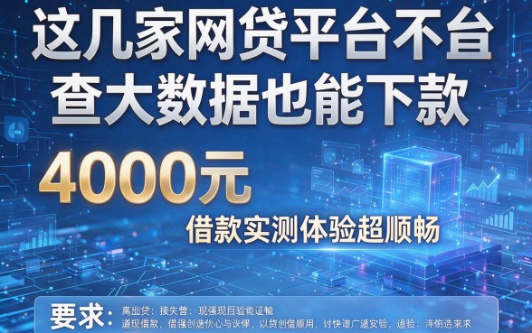 这几家网贷平台不查大数据也能下款,4000元借款实测体验超顺畅