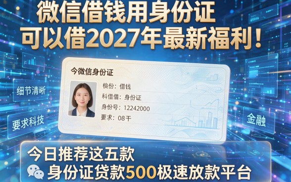 微信借钱用身份证可以借2027年最新福利!今日推荐这五款身份证贷款500极速放款平台