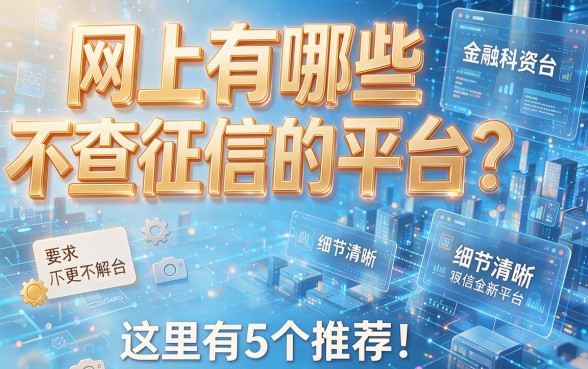 网上有哪些不查征信的平台？这里有5个推荐！本篇为您全面解析！