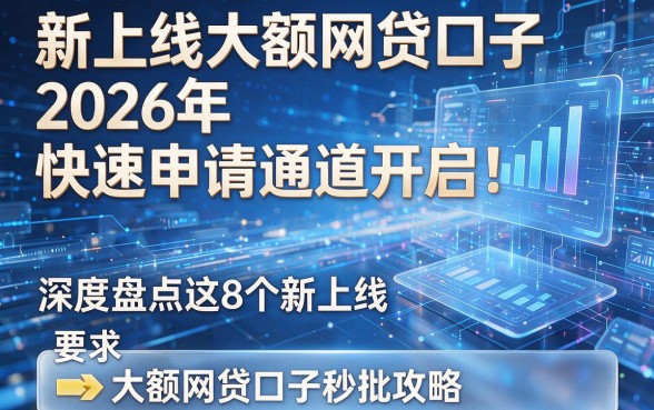 新上线大额网贷口子2026年快速申请通道开启!深度盘点这8个新上线大额网贷口子秒批攻略