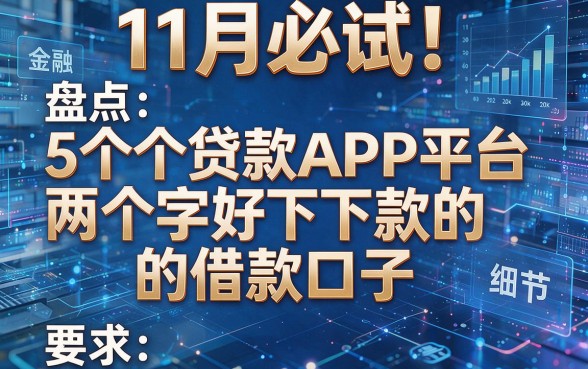 11月必试!盘点5个贷款APP平台两个字好下款的借款口子