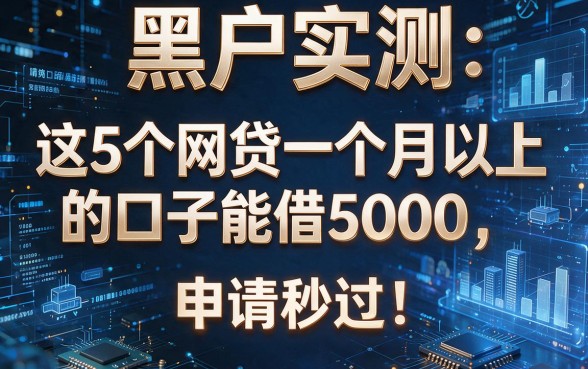 黑户实测:这5个网贷一个月以上的口子能借5000,申请秒过!