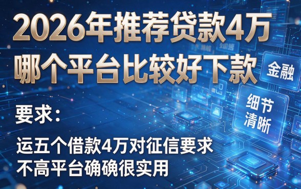 2026年推荐贷款4万哪个平台比较好下款,这五个借款4万对征信要求不高平台确实很实用