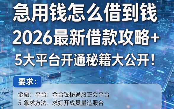 急用钱怎么借到钱2026最新借款攻略+5大平台开通秘籍大公开!
