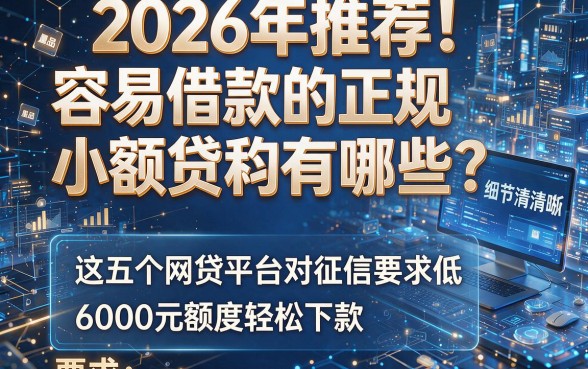 2026年推荐!容易借款的正规小额贷款有哪些?这五个网贷平台对征信要求低,6000元额度轻松下款