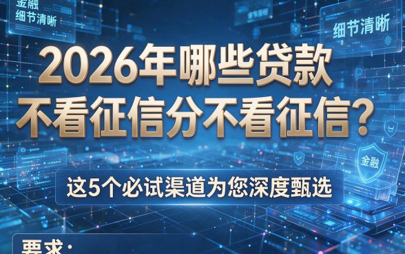 2026年哪些贷款不看征信分不看征信?这5个必试渠道为您深度甄选!
