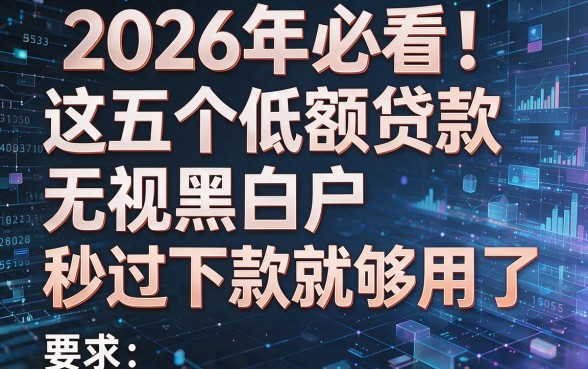 2026年必看!这五个低额贷款无视黑白户,秒过下款就够用了