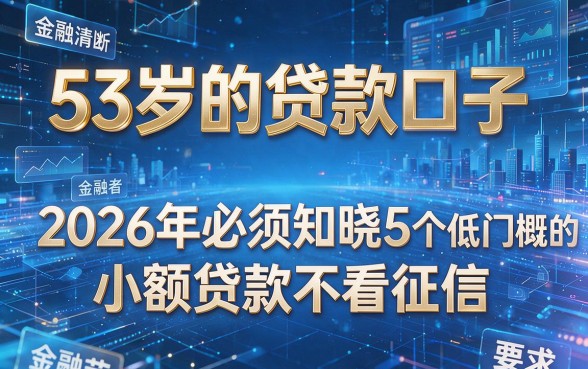 53岁的贷款口子，2026年必须知晓5个低门槛的小额贷款不看征信