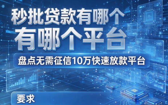 秒批贷款有哪个平台,盘点无需征信10万快速放款平台