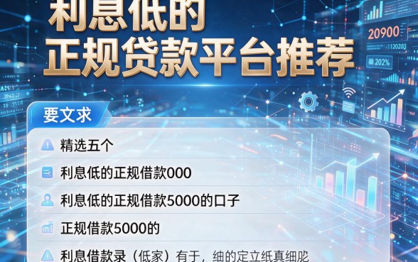 利息低的正规贷款平台推荐,本文精选五个利息低的正规借款5000的口子
