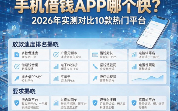 手机借钱APP哪个快？2026年实测对比10款热门平台，放款速度排名揭晓！