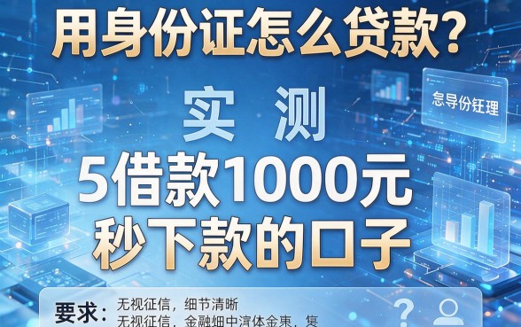 用身份证怎么贷款?实测5个借款1000元秒下款的口子,无视征信