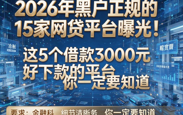 2026年黑户正规的15家网贷平台曝光！这5个借款3000元好下款的平台你一定要知道