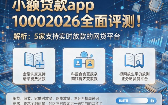 小额贷款app10002026全面评测!解析5家支持实时放款的网贷平台